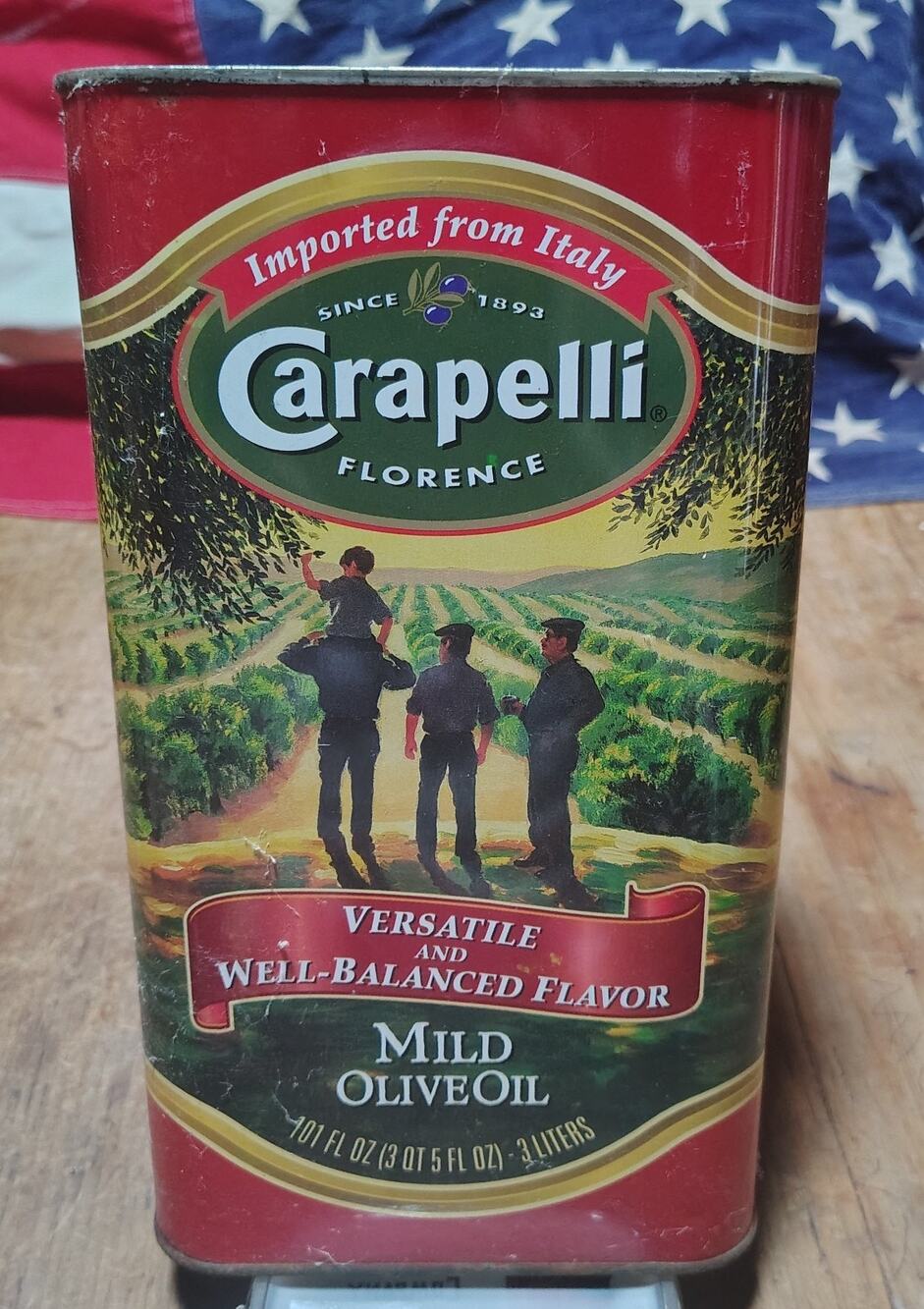 Vintage Carapelli Olive Oil Advertising Tin Empty For Display Kitchen Decor